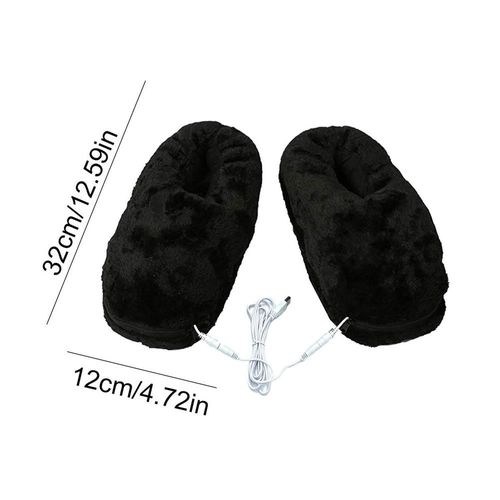 Chaussons chauffe-pieds électriques USB unisexes,chauffage rapide,chaussures d'hiver,appartement,salle d'étude,chambre à coucher,dortoir,cadeau de Noël - Type Black