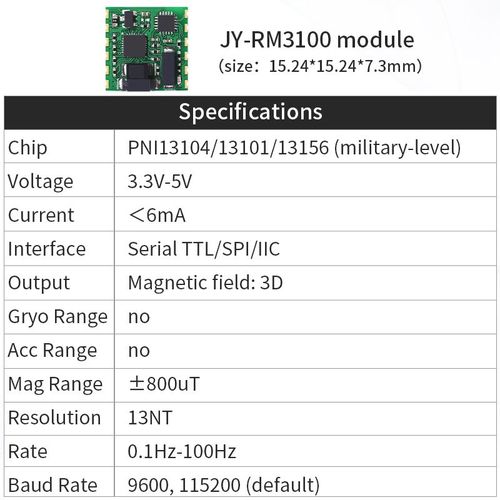 WitMotion-Capteur de champ magnétique Thom3100,magnétomètre haute précision,boussole électronique numérique pour Arduinos et plus encore,qualité militaire - Type RM3100 TTL version