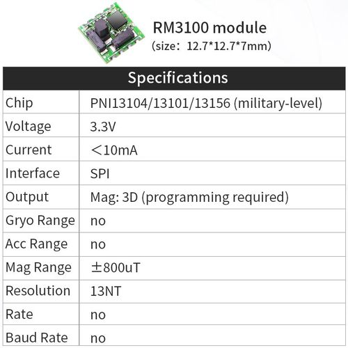 WitMotion-Capteur de champ magnétique Thom3100,magnétomètre haute précision,boussole électronique numérique pour Arduinos et plus encore,qualité militaire - Type RM3100 SPI Interface