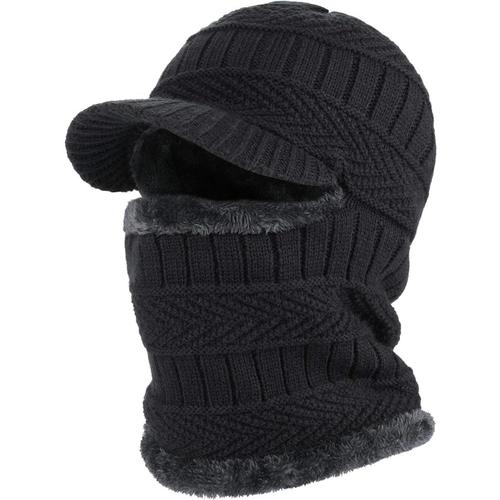 Winter Bonnet Bonnet Balaclava En Tricot Avec Cache-Cou Flexible, Masque Unisexe Coupe-Vent Ski Chaud Pour Sports De Plein Air