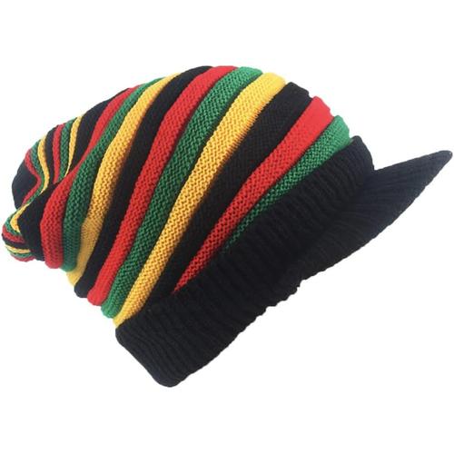 Bonnet Rasta En Laine Tricotée Reggae Chapeau Rasta Jamaïcain Coloré Bonnet Au Crochet Ample Beret Rasta Homme