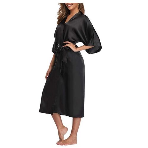 Kimono Yukata En Soie Pour Femme,Tenue De Nuit Longue Et Sexy,De Bonne Qualité,Noire,En Rayonne,Lingerie,Grande Taille S M L Xl Xxl Xxxl,A-050