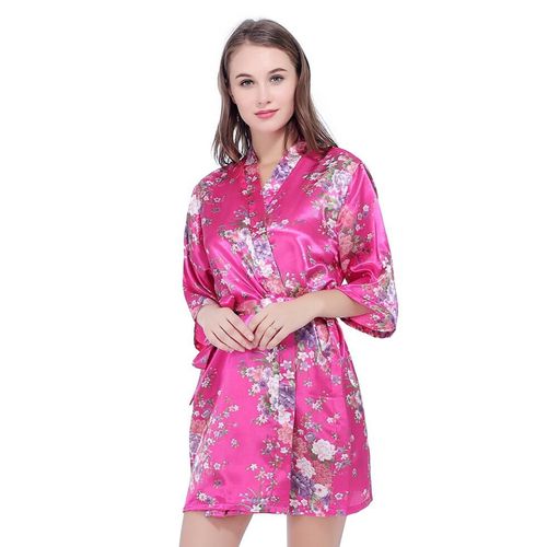 Robe De Mariée En Satin De Soie,Motif Floral,Kimono Court,Pour Demoiselle D'honneur,À La Mode,Pour Femmes