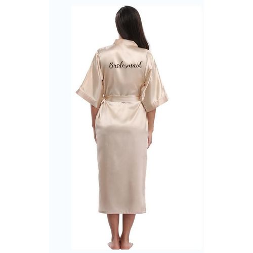 Robe Kimono En Satin Pour Femme,Couleur Champagne Et Or,Tenue De Mariage Imprimée Pour S?ur De La Mariée