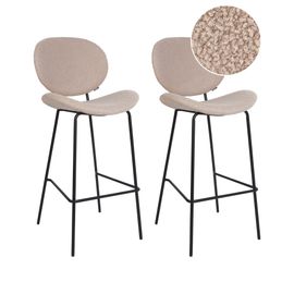Lot De 2 Chaises De Bar Luana Bouclé Beige Clair