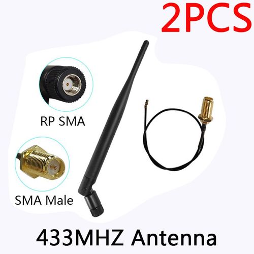 Eoth-Antenne LORA 5dbi 101433 mhz,connecteur en caoutchouc 433 m,Lorawan IPeX 1 IOT SMA mâle 600 extension Pigtail,433 Mhz - Type 2pcs FC