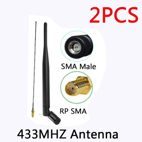 Eoth-Antenne LORA 5dbi 101433 mhz,connecteur en caoutchouc 433 m,Lorawan IPeX 1 IOT SMA mâle 600 extension Pigtail,433 Mhz - Type 2PCS MC