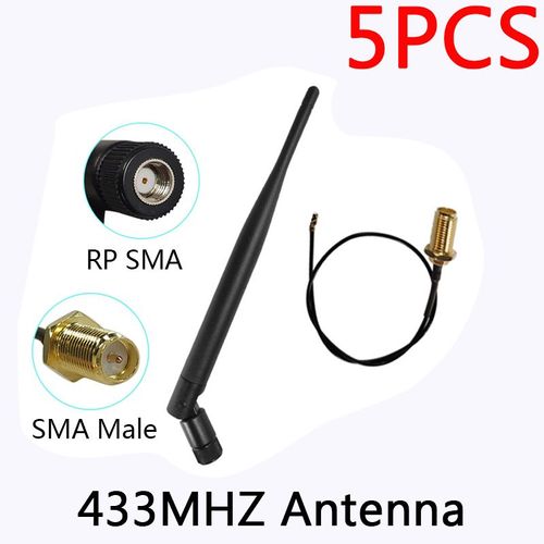 Eoth-Antenne LORA 5dbi 101433 mhz,connecteur en caoutchouc 433 m,Lorawan IPeX 1 IOT SMA mâle 600 extension Pigtail,433 Mhz - Type 5PCS FC