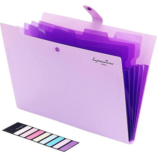 Classeur Extensible De 5 Pochettes Pour Documents,Fournitures Scolaires Et De Bureau,Format A4 - Type Purple #A