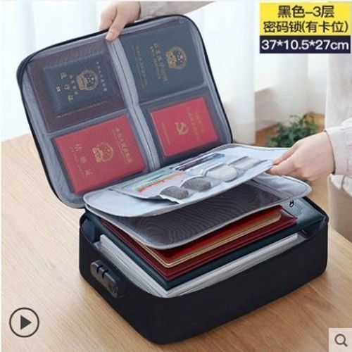 Sac À Documents Étanche Et Ignifuge,Pochette De Sécurité À Fermeture Éclair,D'argent,Étui À Cartes Multicouches,Sac De Fichiers De Voyage,Boîte De Rangement De Papiers - Type 3 Layer Lock #B