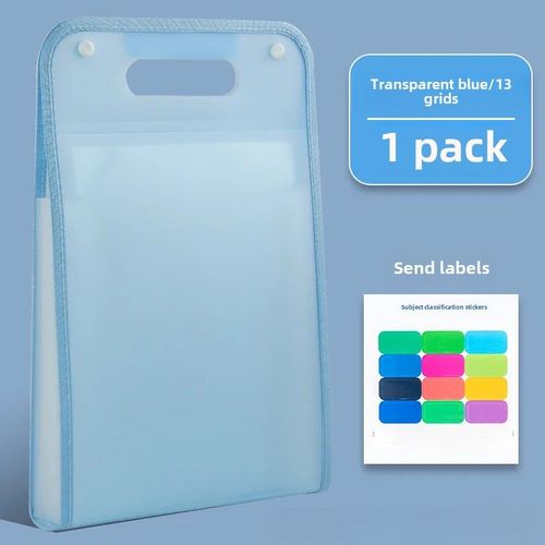 Classeur A4 En Accordéon Pour Documents D'étudiant,Classement Vertical Multicouche,Sac De Rangement Pour Papier Développe - Type Bleu