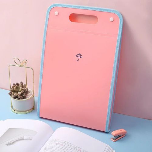 Porte-Documents Accordéon De Grande Capacité,Porte-Documents Portable,Sac De Rangement Pour Tests Développe,Étui De Transport À Main Pliable - Type Sac D'orgue Portable-Rose (Kbx-5126)