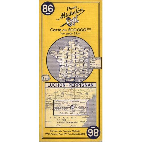 Carte Michelin N°86 Luchon-Perpignan