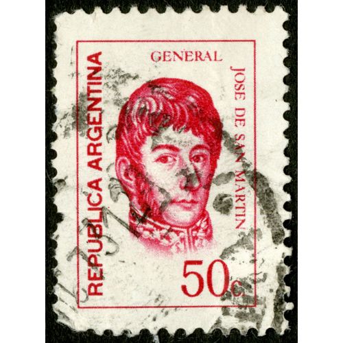 Timbre Oblitéré Republica Argentina, General Jose De San Martin, 50c