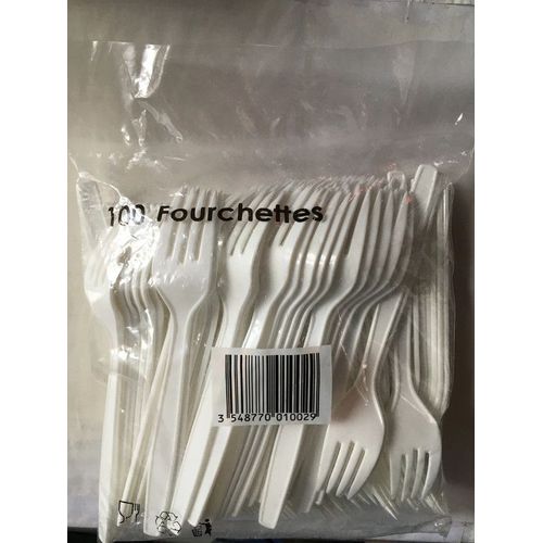 200 Fourchettes En Plastique Blanc - - Solides Donc Re-Utilisables - 2 Lots De 100 - Neuf