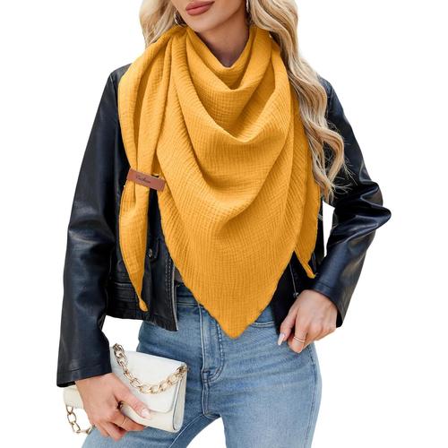 Écharpe Femme Echarpe Triangle Foulard Coton Doux Châle Léger Cheche Confortable Longue Couleur Unie Classique Et Élégante Scarf Écharpe Été Automne Printemps