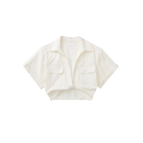 Traf-Chemise En Lin À Manches Courtes Pour Femme,Chemisier Vintage Chic Avec Nministériels D Artificiel Astique Sur Le Devant Et Poches Plaquées