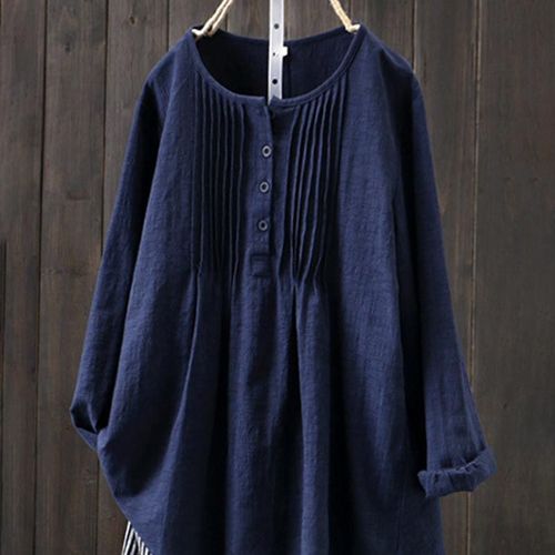 Jocoo Jolee-Chemisier À Manches Sulfet Col Rond Pour Femme,Vintage,Harajuku,Couleur Unie,Coton Et Lin,Collection Automne