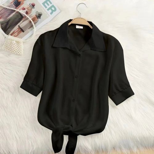 Chemisier En Mousseline De Soie À Manches Courtes Pour Femmes,Chemise Décontractée,Blanc,Été,Mode Y,2024