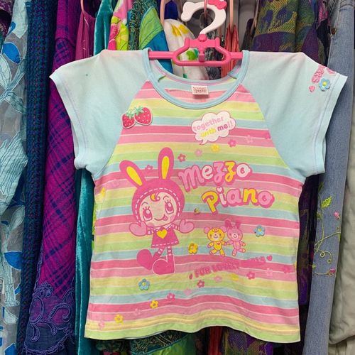 T-Shirt Rayé À Manches Courtes Pour Femmes,Économie Japonais Kawaii,Économie Vintage,Mode Décontractée,Y2k,2024