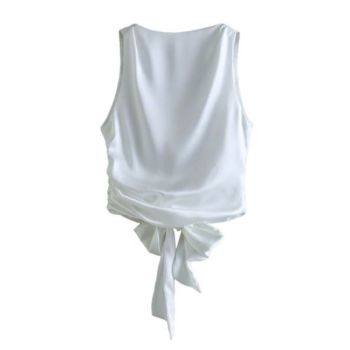 Traf-Chemisier En Satin Pour Femme,Sexy,À La Mode,Dos Ouvert,Col Rond,Chemises Chics