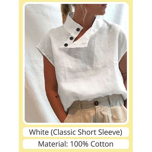 Celmia-Chemisiers D'été En Coton Et Lin Pour Femmes,Chemise Blanche,Élégante,Manches Courtes,Tunique En Y Légère,Mode Féminine,2023
