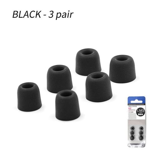 KZ-Oreillettes en mousse à mémoire de forme,3 paires (6 pièces),confortables,isolantes du bruit,pour écouteurs originaux - Type KZ Black 3Pairs