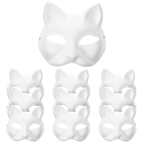 Masques Qualifiée Aux De Chat Bricolage,Accessoires De Cosplay De Fête,Masques Vierges À Peindre,10 Pièces,6 Pièces,5 Pièces,4 Pièces - Type 10pcs