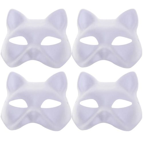 Masques Qualifiée Aux De Chat Bricolage,Accessoires De Cosplay De Fête,Masques Vierges À Peindre,10 Pièces,6 Pièces,5 Pièces,4 Pièces - Type 4pcs