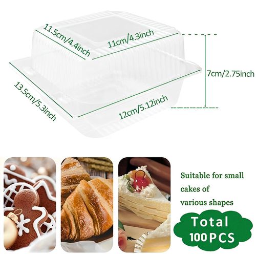 Récipient À Tranches De Gâteau Chi Avec Couvercle,Boîtes À Gâteaux Au Fromage Carrées,Supports À Tarte Triangulaires Pour Fête De Mariage À Chamonix,100 Pièces - Type 100pcs Square