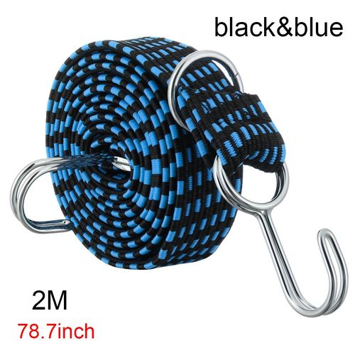 Cordes De Vélo À Crochets Pour Bagages,Sangle De Vélo T1,Bande De Partenaires De Mode - Type Black-Blue-2m