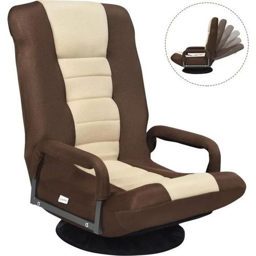 Costway Fauteuil Pliable De Sol, Dossier Réglable Sur 6 Positions Et Base Pivotante À 360°, Cadre En Fer Robuste Marron