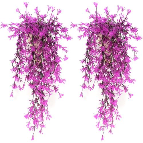 2 Pièces Fausse Plante Plante Artificielle Exterieur Lierre Artificiel Faux Fleurs artificielles pour Jardin Décoration Murale, Red Rose