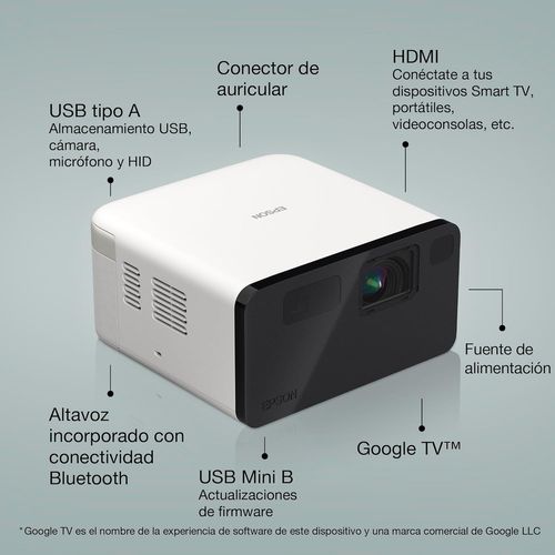 Epson EF-21W - Projecteur 3LCD - portable - 1000 lumens (blanc) - 1000 lumens (couleur) - Full HD (1920 x 1080) - 16:9 - 1080p - blanc