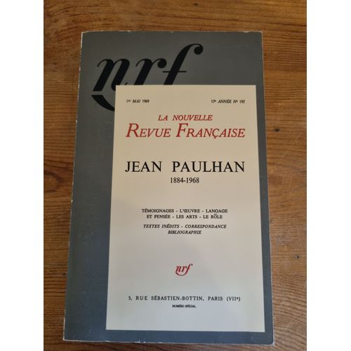 La Nouvelle Revue Française N° 197, Mai 1969 - Jean Paulhan (1884-1968)