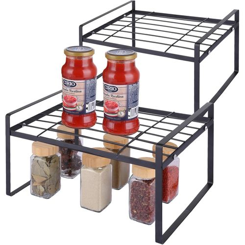 Lot De 2 Organiseurs De Placard De Cuisine, Meuble De Rangement, 33 X 21 X 18 Cm, Organiseur De Placard De Cuisine, Organisateur De Rangement Pour La Maison, La Cuisine, Le Bureau (Noir)