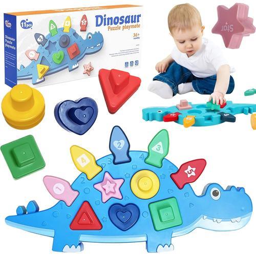 Jouet Bébé,11 Pièces Jeux Educatif Enfant,Dinosaure Jeu Montessori Bebe Pour Apprendre À Trier Et À Empiler,Jouets Sensoriels,Trieur De Formes Mois Cadeau Jouet Enfant 36+