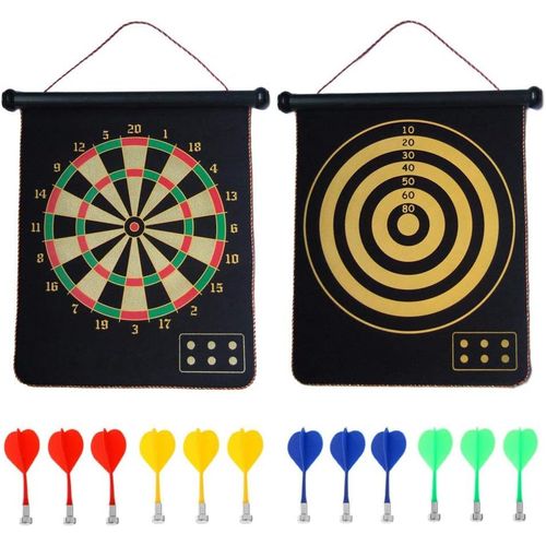 Jeu De Fléchettes Magnétique, Jeux De Fléchettes D'intérieur Et D'extérieur Pour Enfants Avec 12 Fléchettes Magnétiques, Jeux De Jouets De Sécurité, Jeu De Société Double Face Enroulable Pour Cadeaux