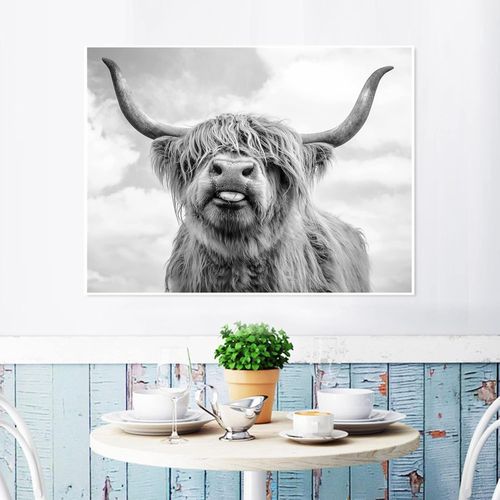Impression murale sur toile - Motif vache des Highlands écossais - Motif vache des Highlands écossais - Décoration murale moderne - Pour le salon - 40 x 50 cm