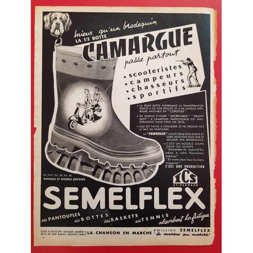 Affiche Publicitaire De Presse Botte Semelflex (1954)