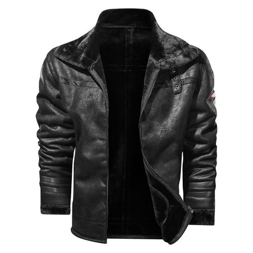 Blouson D'hiver En Similicuir Pu Homme,Vêtement D'extérieur,Chaud,Militaire,Avec Intérieur En Fourrure,Coupe-Vent,Optique,2024