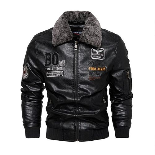 Veste En Cuir Avec Col En Fourrure Amovible Pour Homme,Manteau D'optique,Vêtements Brodés Originaux,Poignées De Haute Qualité,Mode Automne Et Hiver