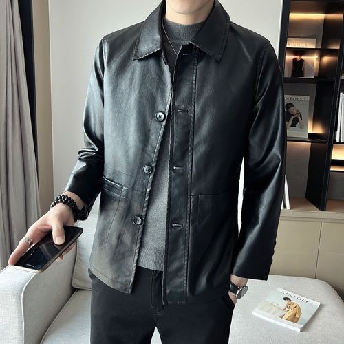 Veste En Cuir Pour Homme,Trench En Cuir Pu De Taille Moyenne Et Longue