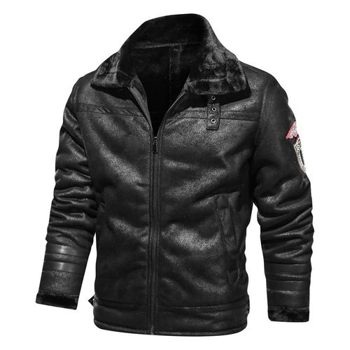 Veste De Motard En Cuir De Fourrure Pour Hommes,Manteau Masculin,Streetwear En Daim,Bombardier En Cuir Épais,Marque Rétro,Hiver,