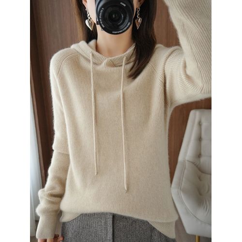 Pull À Capuche En Cachemire Pour Femme,Pull Ample,Pure Laine,Pull À Capuche,Languissant,Paresseux,Vent,Base À Tricoter,Automne,Hiver,600