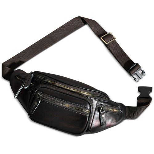 Sac en cuir épais Vintage pour homme,accessoire de voyage,banane,ceinture,poitrine,Design,2021,346
