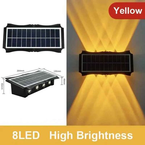 Applique Murale Solaire À Led,Imperméable,Haut Et Bas,Éclairage Extérieur,Délégations,Cour,Jardin,Décoration - Type 8led Yellow Light-1pcs #A