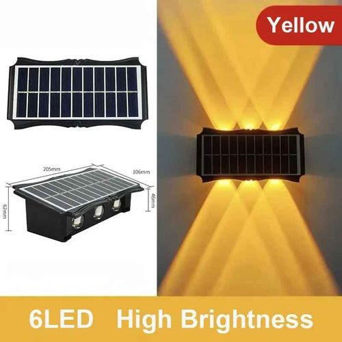 Applique Murale Solaire À Led,Imperméable,Haut Et Bas,Éclairage Extérieur,Délégations,Cour,Jardin,Décoration - Type 6led Yellow Light-1pcs #A