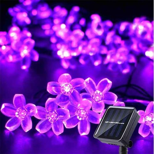 Guirxiété Lumineuse Solaire Étanche Pour Jardin,Fleur,Extérieur,Nickel É,Simulation,Guirlandes Florales,Lampe,Décoration De Noël - Type Cherry Purple-12m 100leds 8 Modes