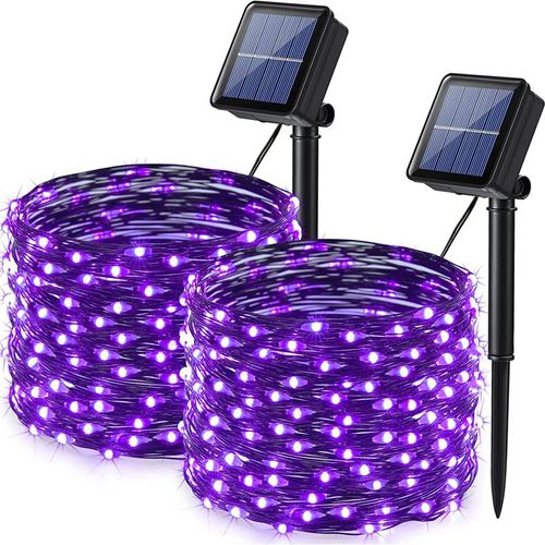 Guirxiété Lumineuse Solaire À Led,Extérieur,Étanche,8modes,Guirxiété De Rue Pour Fête,Mariage,Lampe De Décoration De Noël,7m,12m,22m,32m - Type Purple-2pack-32m-300led #B